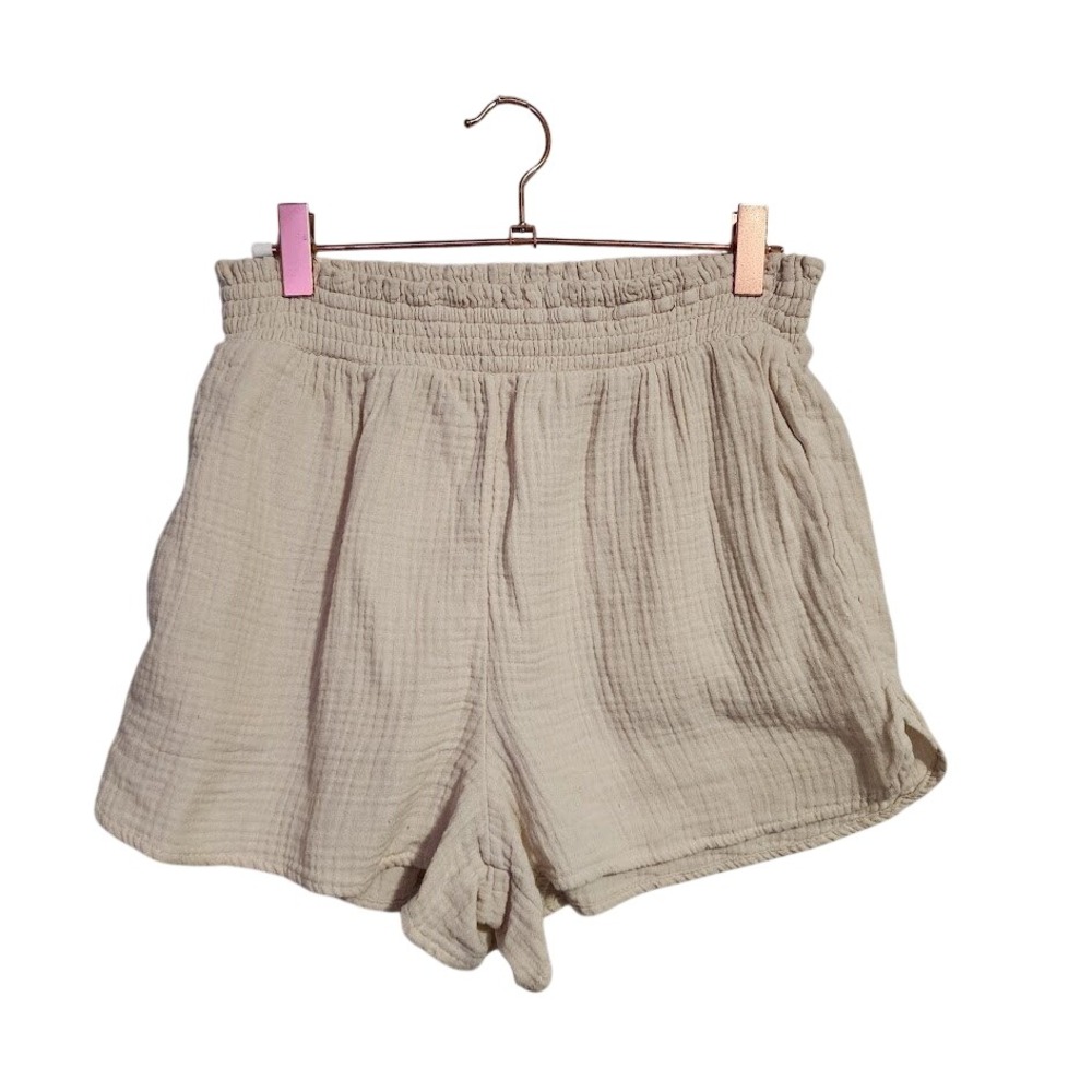 AERIE Gauze Cotton pull on lounge shorts in oat NEW WITH TAGS‎ size M